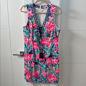Lilly Pulitzer Pink and Green Flamingo Mini Dress